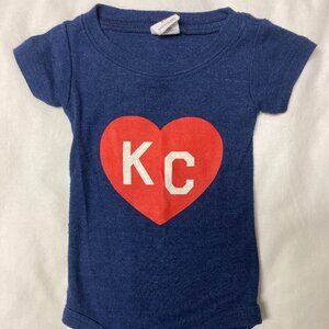 Charlie Hustle Baby Heart KC Kansas City Bodysuit 0-6M
